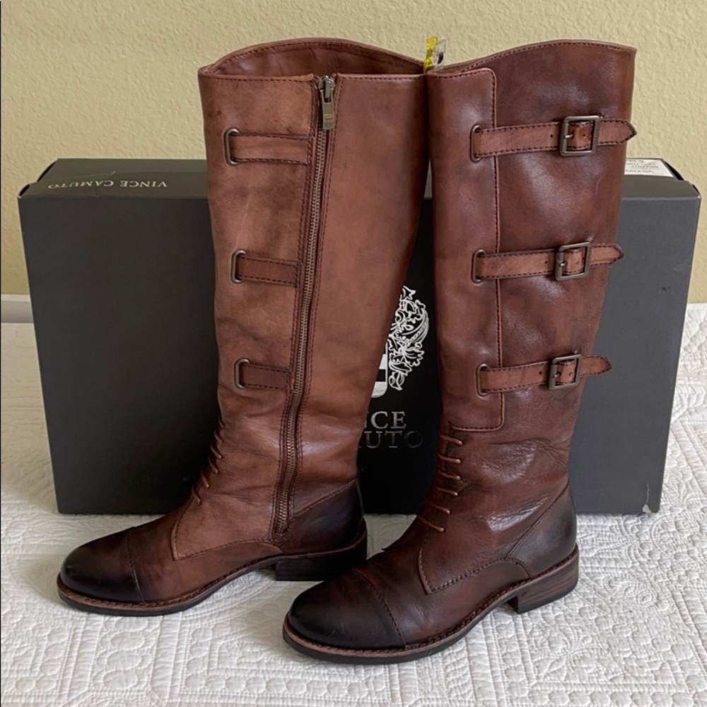 Vince Camuto Fenton Triple Buckle Boots Two Tone